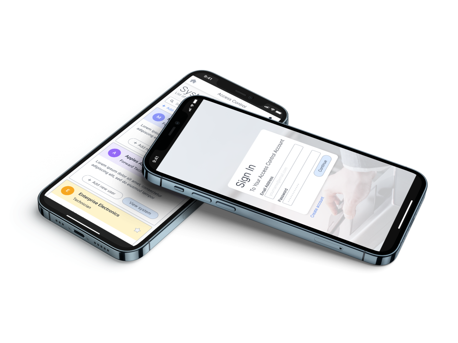 Mockup of a login screen